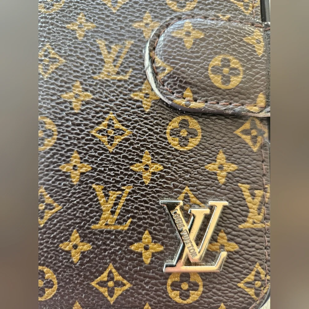 Louis Vuitton Monogram Brown & Gold Logo Wristlet Phone Folio
